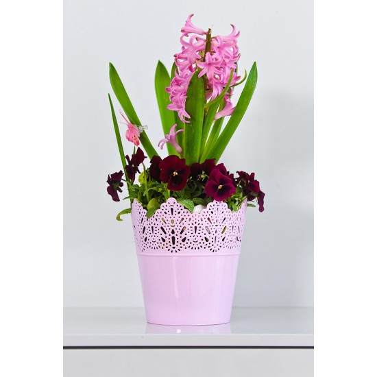 Set of 3 Plant Pots Indoor Crown Pink