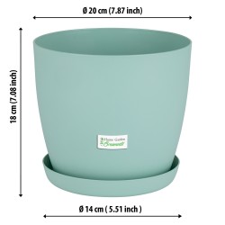Green Pastel Aga Mat Flower Pot with Saucer Tray